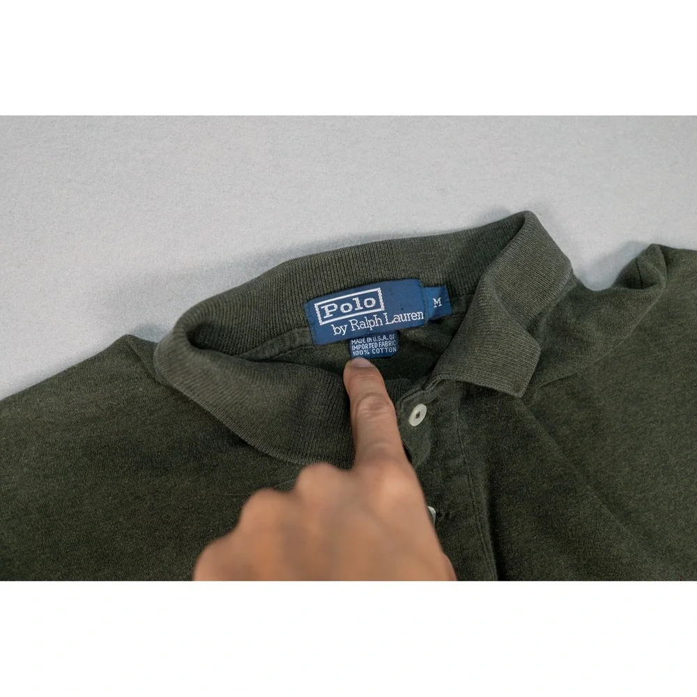 Polo Ralph Lauren Mens Medium Olive Green Heather Short Sleeve Polo Shirt USA